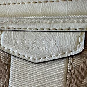 Coach Beige Signature Wristlet with White Trim